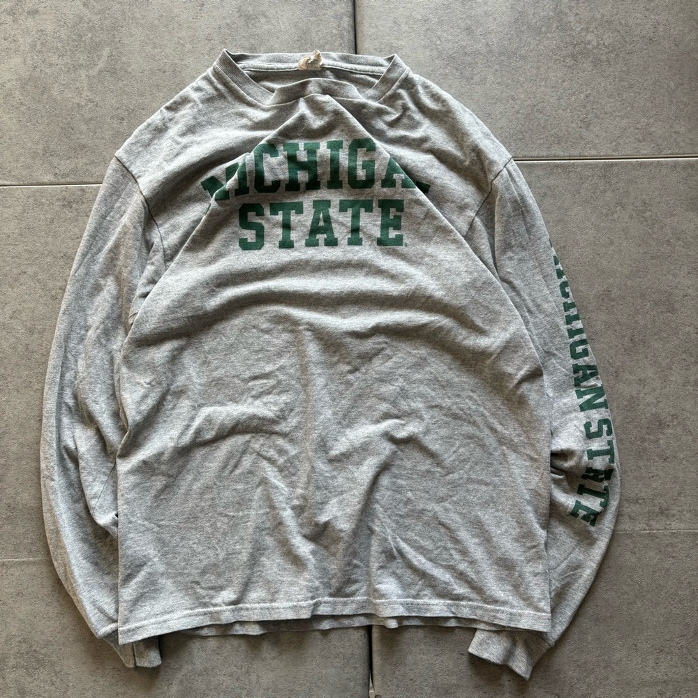 Vintage gray michigan state msu spellout long sleeve shirt